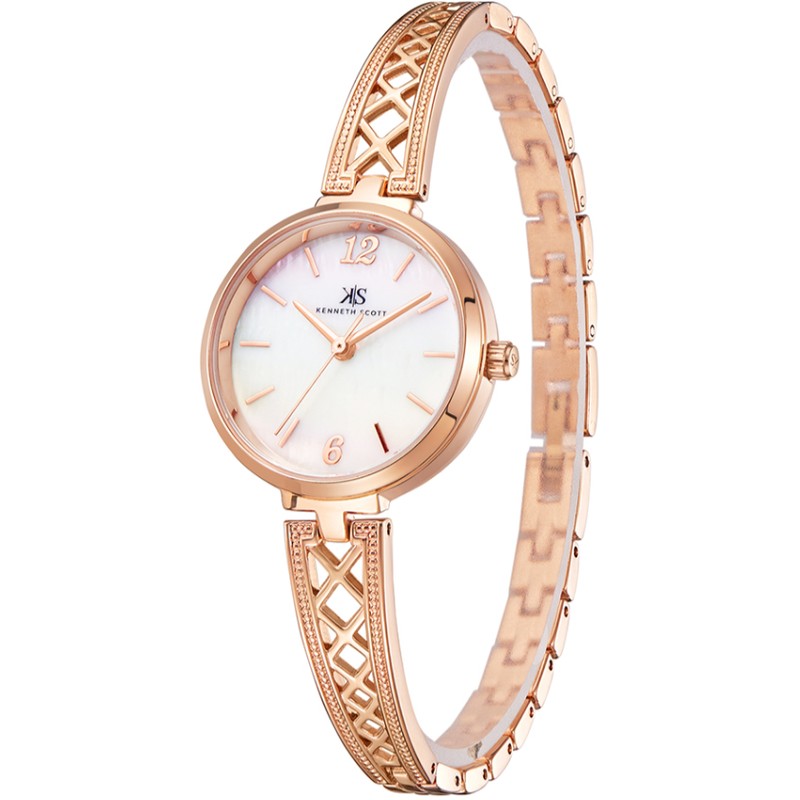 ساعة كينيث سكوت النسائية التناظرية ذات المينا البيضاء - K22518-RBKM