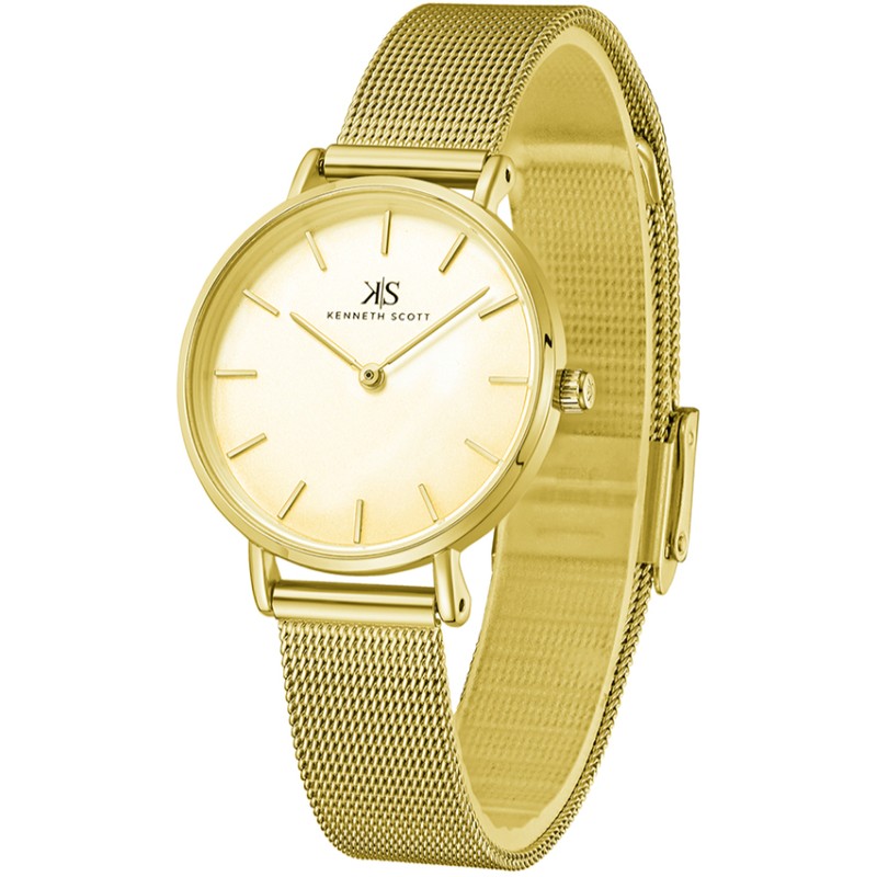 Kenneth Scott Women's Analog Beige Dial Watch - K22519-GMGC