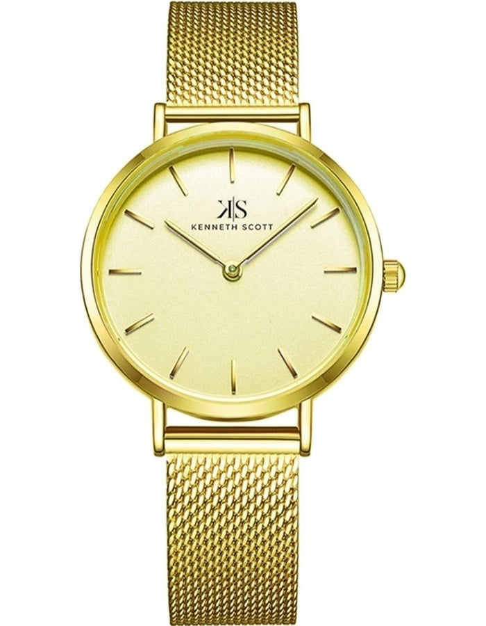 Kenneth Scott Women's Analog Beige Dial Watch - K22519-GMGC