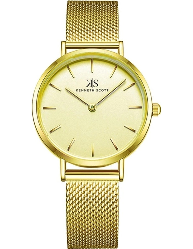 Kenneth Scott Women's Analog Beige Dial Watch - K22519-GMGC