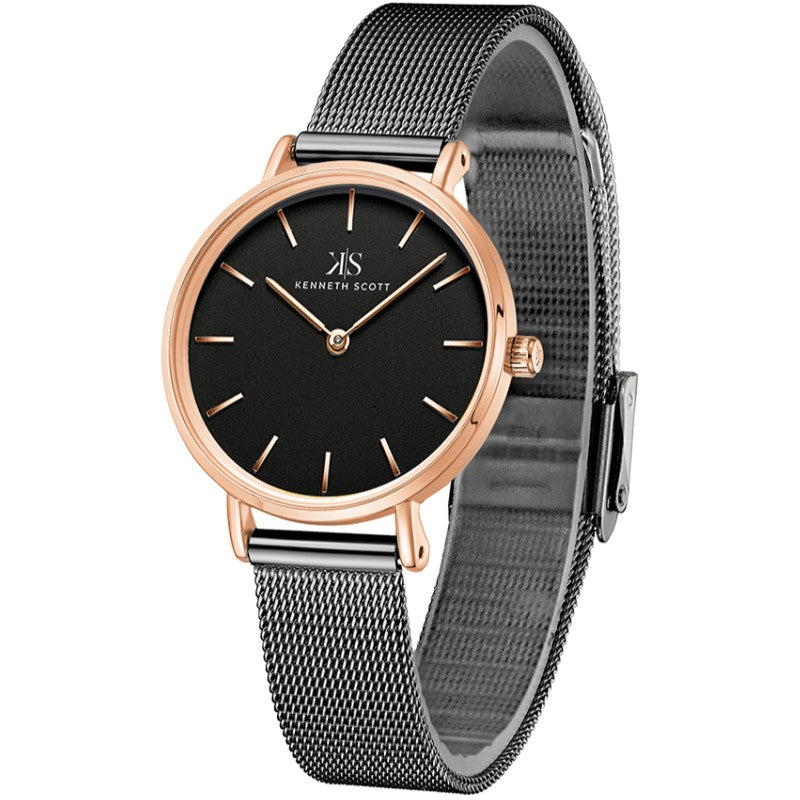 Kenneth Scott Women's Analog Black Dial Watch - K22519-KMBB