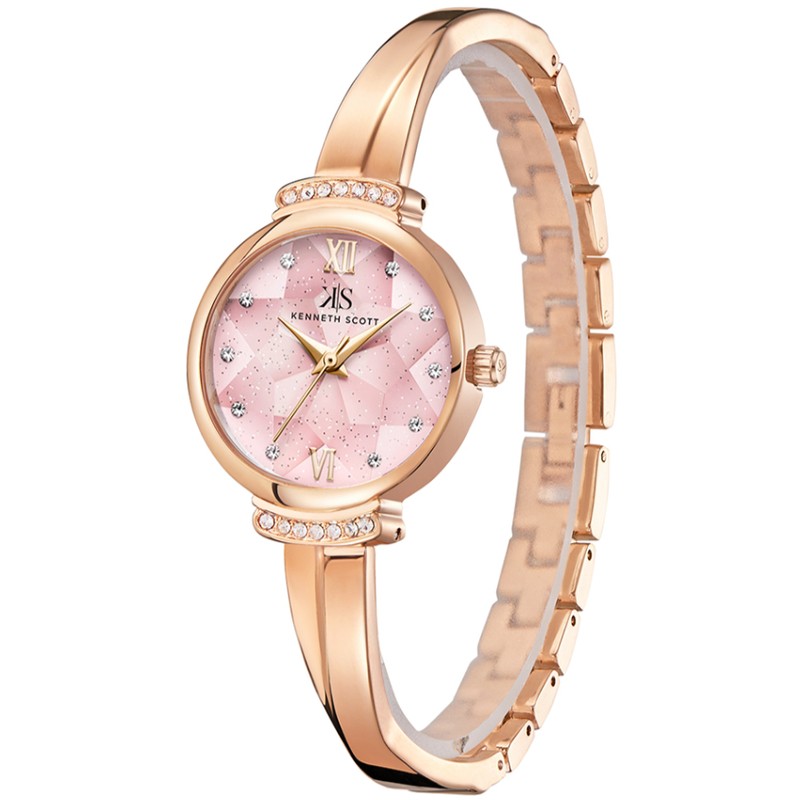 ساعة كينيث سكوت النسائية التناظرية ذات المينا الوردية - K22522-RBKP