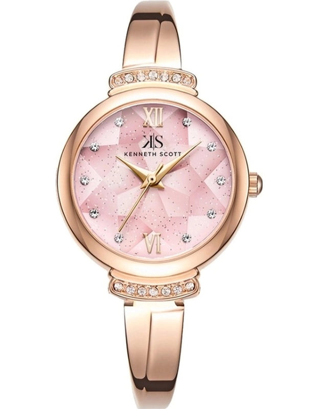 ساعة كينيث سكوت النسائية التناظرية ذات المينا الوردية - K22522-RBKP