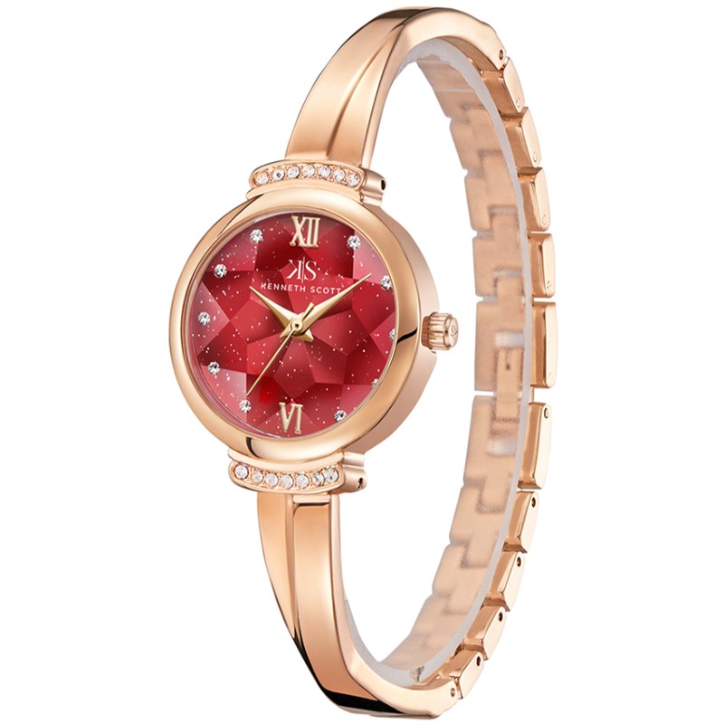 ساعة كينيث سكوت النسائية التناظرية ذات المينا الحمراء - K22522-RBKR