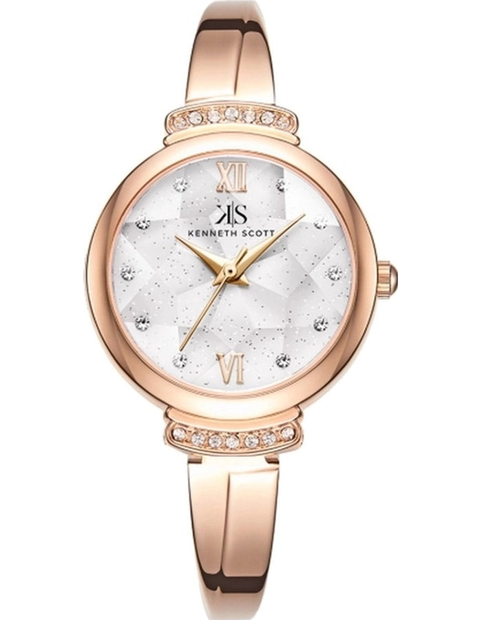 ساعة كينيث سكوت النسائية التناظرية ذات المينا البيضاء - K22522-RBKW