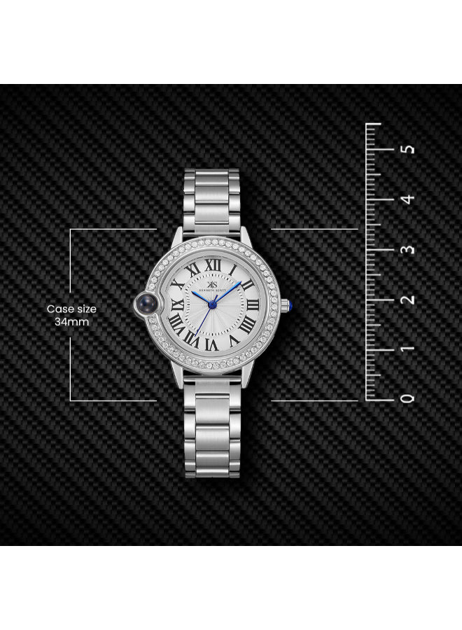 Kenneth Scott Women's Analog White Dial Watch - K22530-SBSW