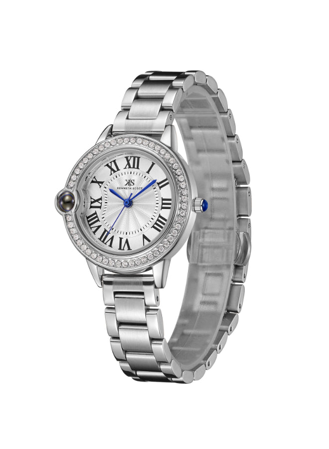 Kenneth Scott Women's Analog White Dial Watch - K22530-SBSW