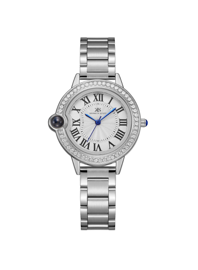 Kenneth Scott Women's Analog White Dial Watch - K22530-SBSW