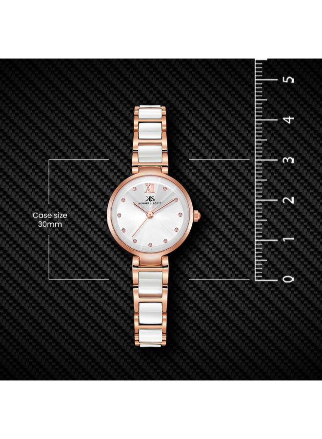 ساعة كينيث سكوت النسائية التناظرية ذات المينا الوردية - K22531-KCPK