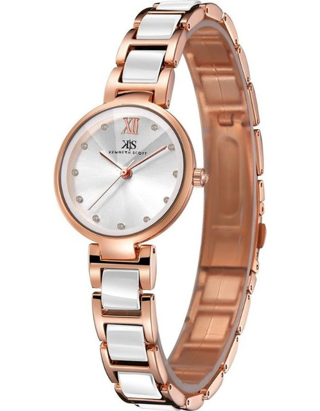 Kenneth Scott Women's Analog White Dial Watch - K22531-KCWW