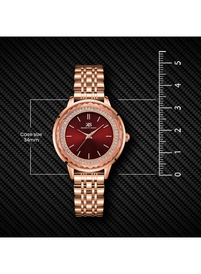 Kenneth Scott Women's Analog Red Dial Watch - K22532-RBKR