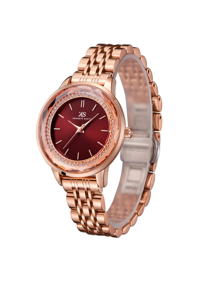 Kenneth Scott Women's Analog Red Dial Watch - K22532-RBKR