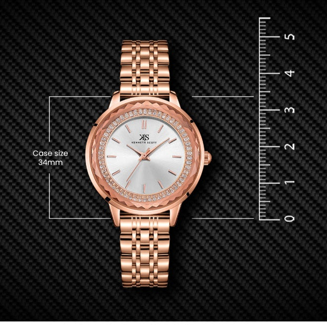Kenneth Scott Women's Analog White Dial Watch - K22532-RBKW