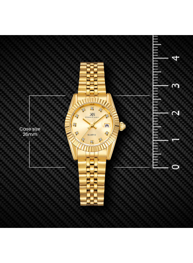 Kenneth Scott Women's Analog Beige Dial Watch - K22536-GBGC