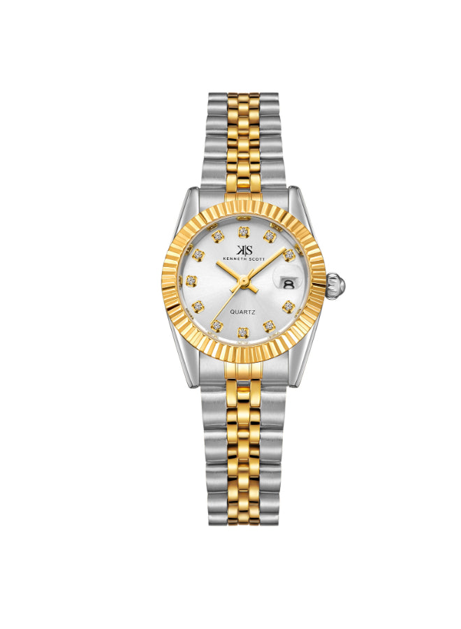 Kenneth Scott Women's Analog White Dial Watch - K22536-TBTW