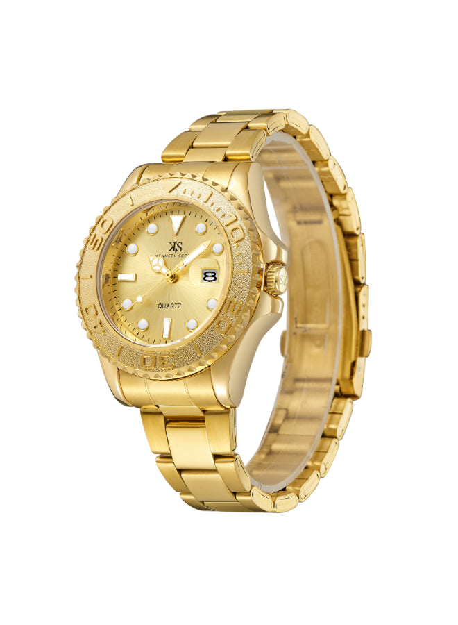 Kenneth Scott Men's Analog Champagne Dial Watch - K23022-GBGC