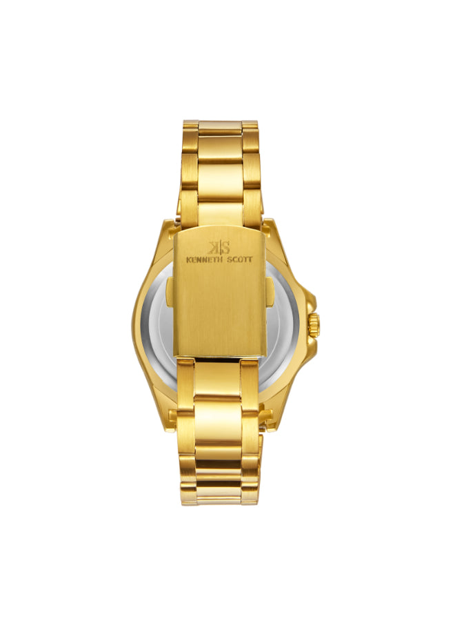Kenneth Scott Men's Analog Champagne Dial Watch - K23022-GBGC