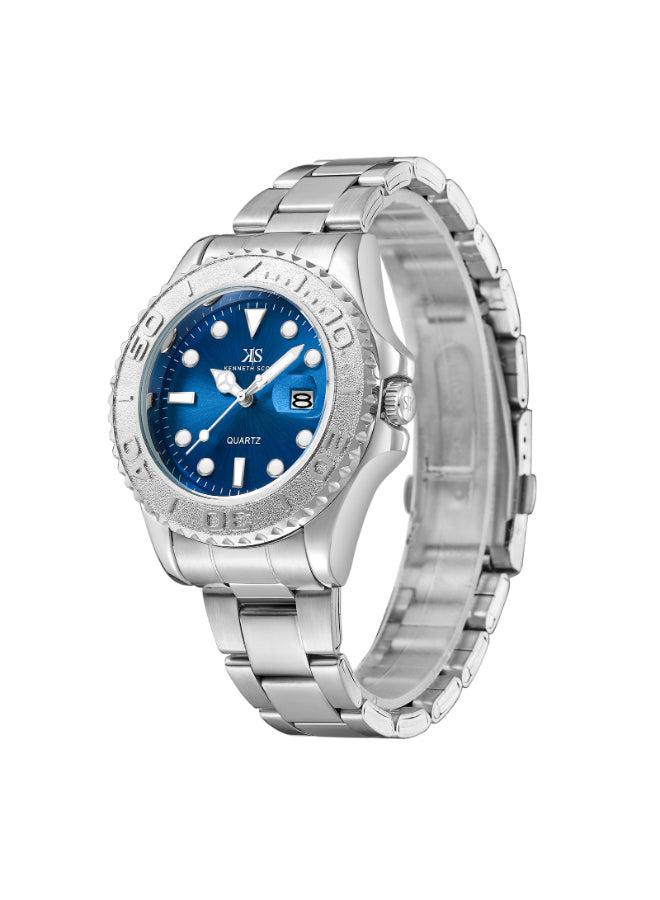 Kenneth Scott Men's Analog Blue Dial Watch - K23022-SBSL