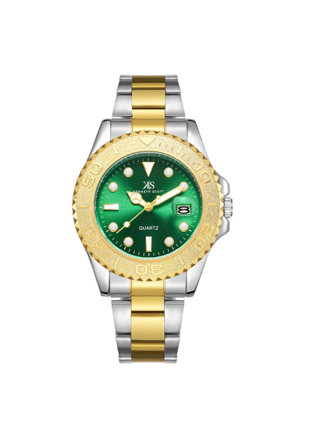 Kenneth Scott Men's Analog Green Dial Watch - K23022-TBTH