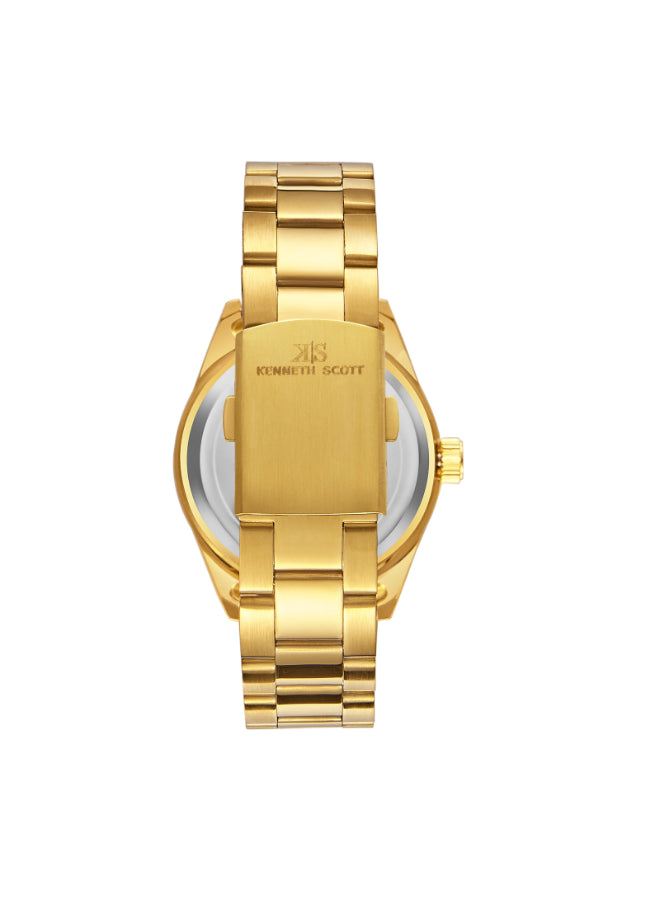 Kenneth Scott Men's Analog Champagne Dial Watch - K23024-GBGCB
