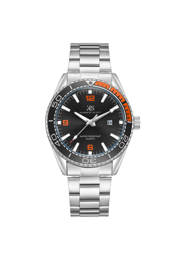 Kenneth Scott Men's Analog Black Dial Watch - K23024-SBSB