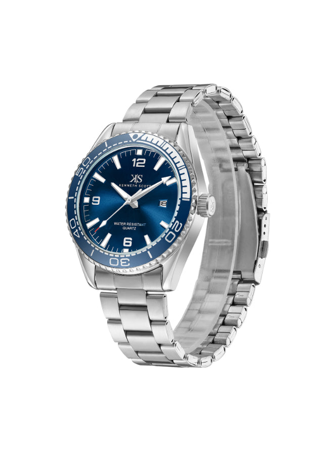Kenneth Scott Men's Analog Dark Blue Dial Watch - K23024-SBSN