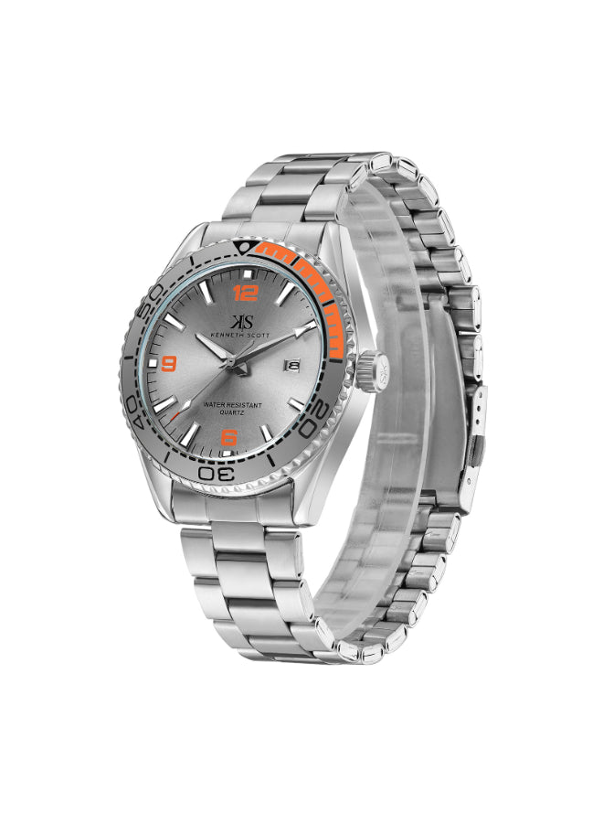 Kenneth Scott Men's Analog Silver Dial Watch - K23024-SBSS