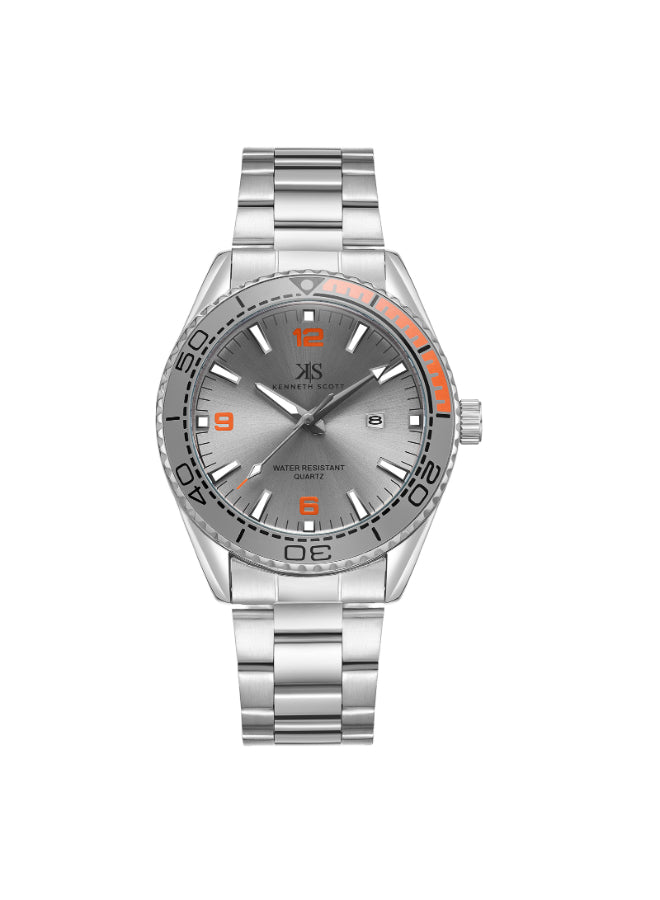 Kenneth Scott Men's Analog Silver Dial Watch - K23024-SBSS