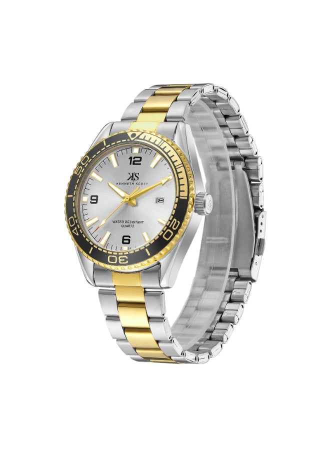 Kenneth Scott Men's Analog Silver Dial Watch - K23024-TBTSB
