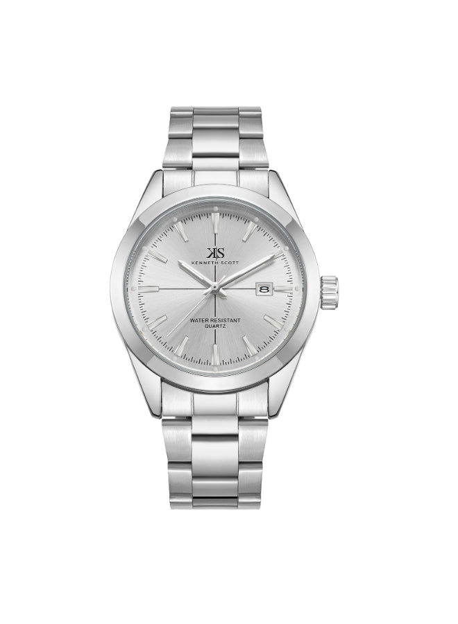 Kenneth Scott Men's Analog White Dial Watch - K23025-SBSW