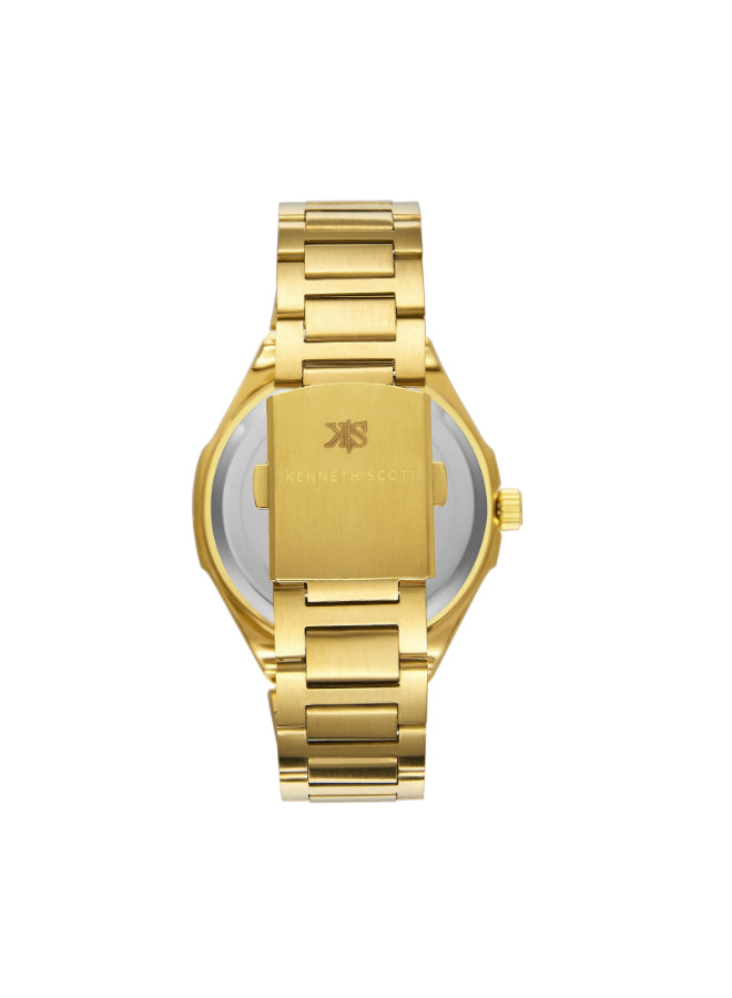 Kenneth Scott Men's Analog Champagne Dial Watch - K23026-GBGC
