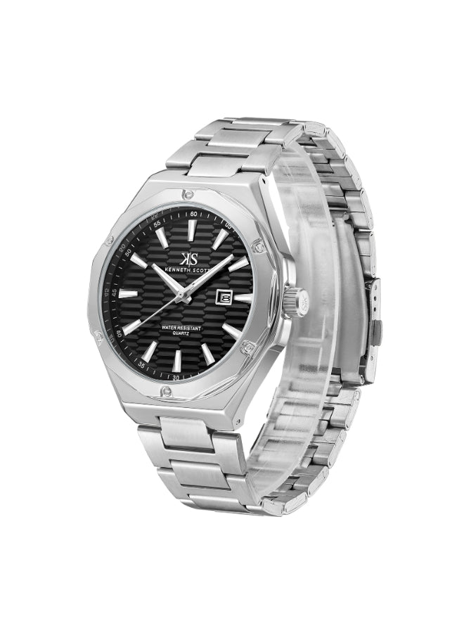 Kenneth Scott Men's Analog Black Dial Watch - K23026-SBSB