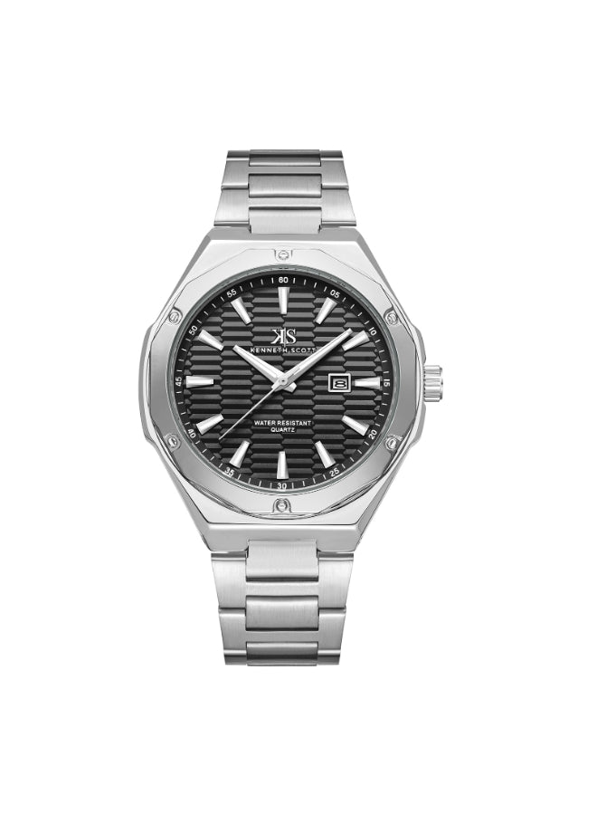 Kenneth Scott Men's Analog Black Dial Watch - K23026-SBSB