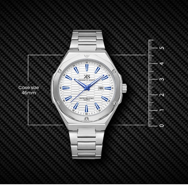 Kenneth Scott Men's Analog White Dial Watch - K23026-SBSW