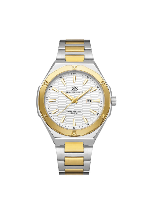 Kenneth Scott Men's Analog White Dial Watch - K23026-TBTW