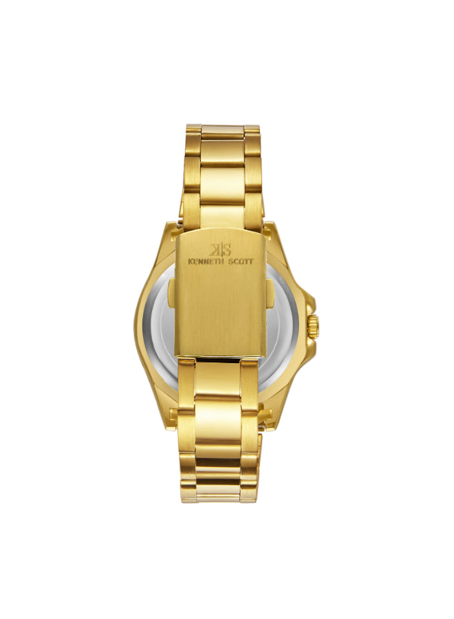 Kenneth Scott Men's Analog Champagne Dial Watch - K23027-GBGC