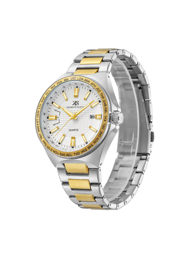 Kenneth Scott Men's Analog White Dial Watch - K23027-TBTW