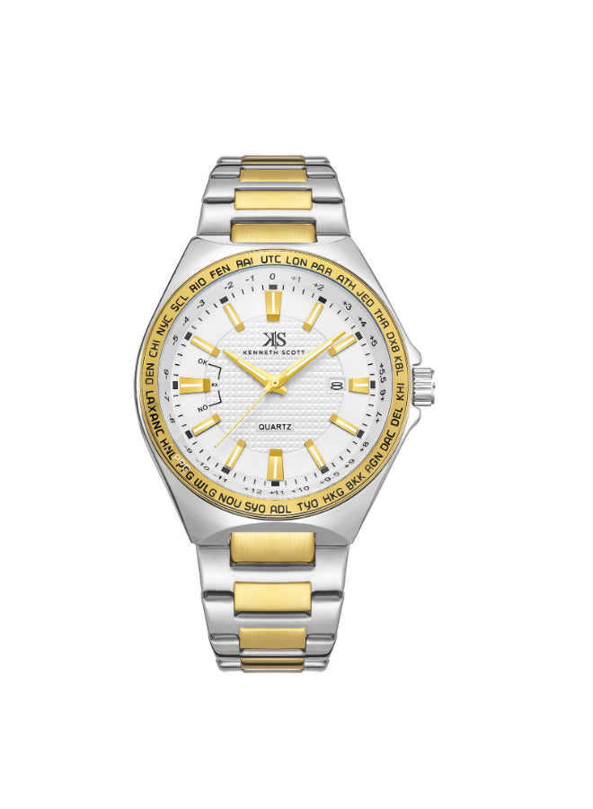 Kenneth Scott Men's Analog White Dial Watch - K23027-TBTW