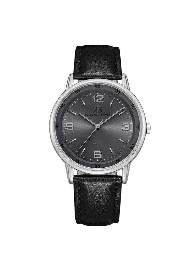 Kenneth Scott Men's Analog Grey Dial Watch - K23040-SLBX