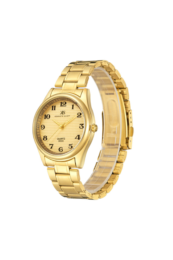 Kenneth Scott Men's Analog Champagne Dial Watch - K23052-GBGC