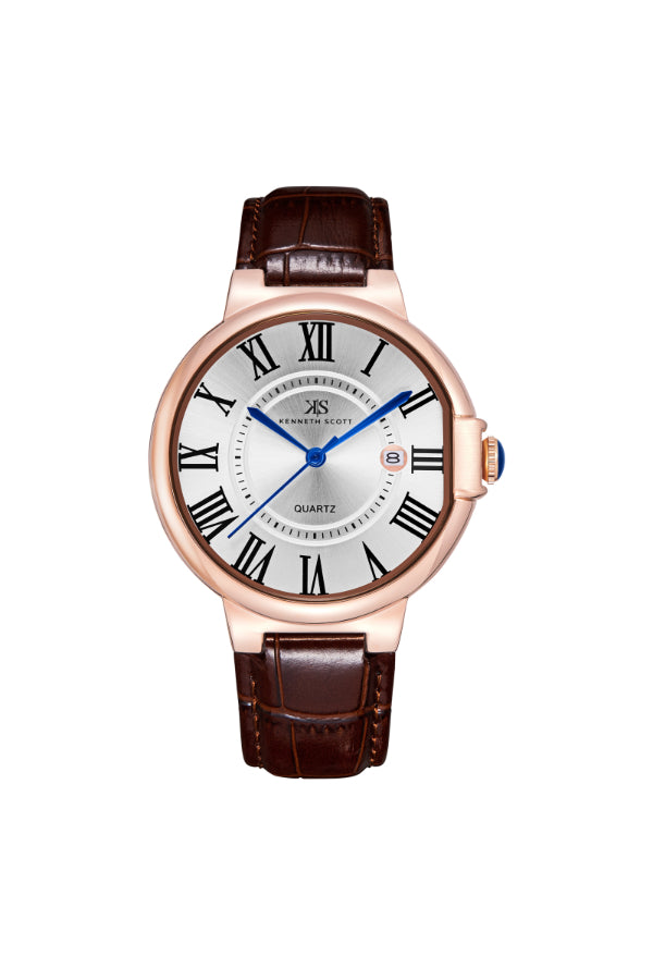 Kenneth Scott Men's Analog White Dial Watch - K23053-RLBW