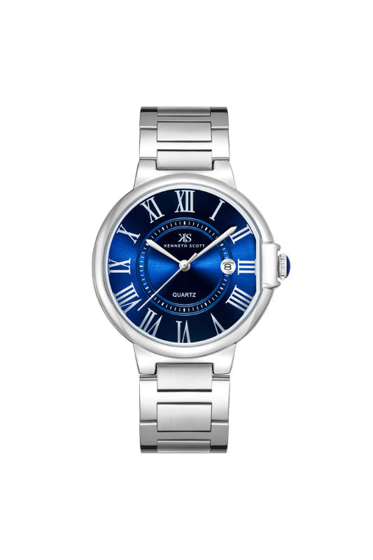 Kenneth Scott Men's Analog Dark Blue Dial Watch - K23053-SBSN