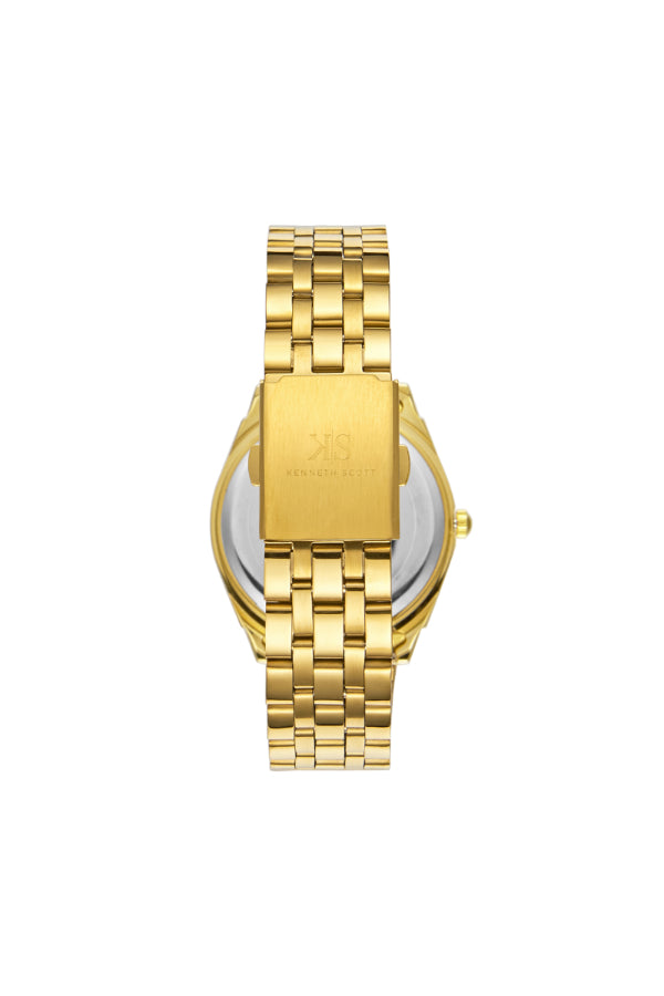 Kenneth Scott Men's Analog Champagne Dial Watch - K23054-GBGC