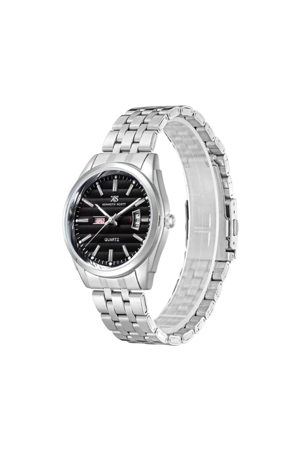 Kenneth Scott Men's Analog Black Dial Watch - K23054-SBSB