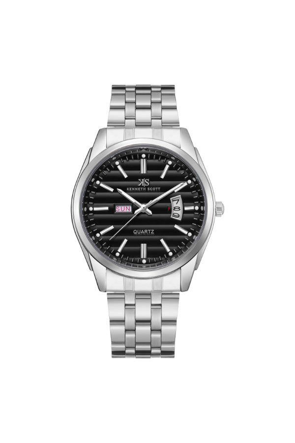 Kenneth Scott Men's Analog Black Dial Watch - K23054-SBSB