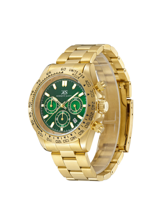 Kenneth Scott Men's Multi Function Green Dial Watch - K23123-GBGH