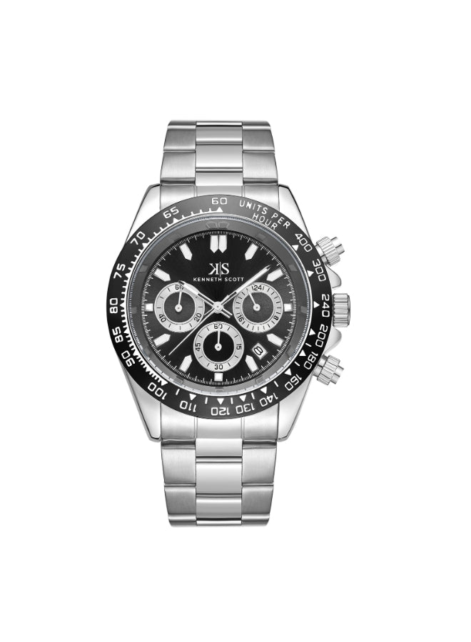 Kenneth Scott Men's Multi Function Black Dial Watch - K23123-SBSB