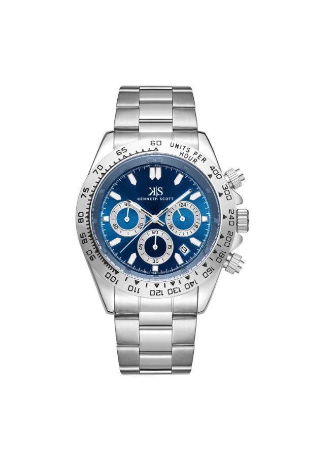 Kenneth Scott Men's Multi Function Blue Dial Watch - K23123-SBSL
