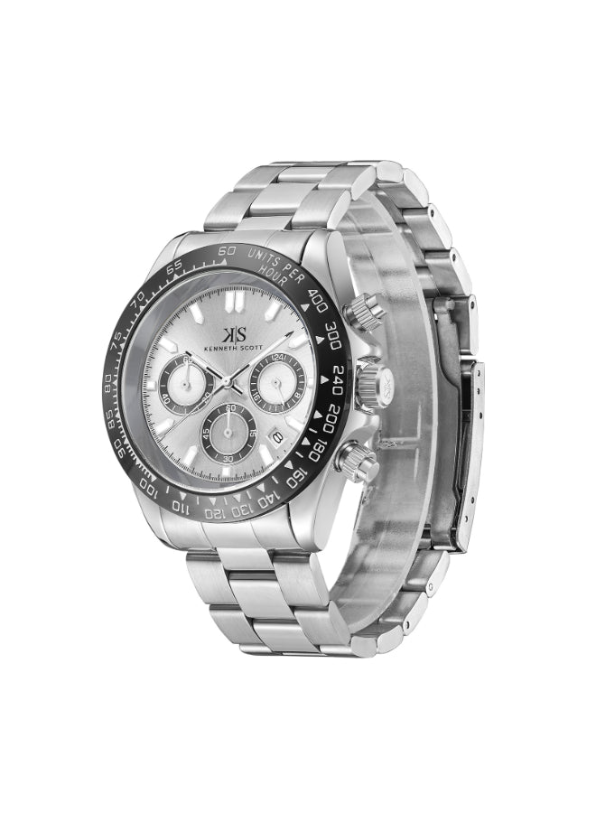 Kenneth Scott Men's Multi Function White Dial Watch - K23123-SBSWB