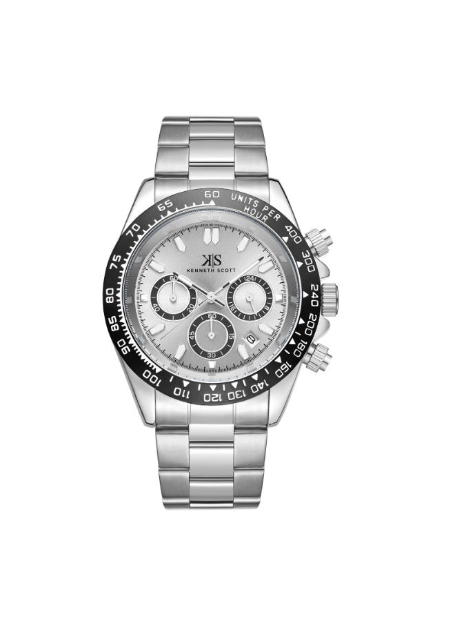 Kenneth Scott Men's Multi Function White Dial Watch - K23123-SBSWB